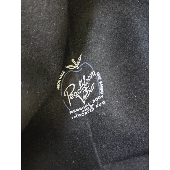 J.M. Fields Vintage Black Velour Peach Bloom Hat Women’s w/ Original Box 7½ 1950 main image 4